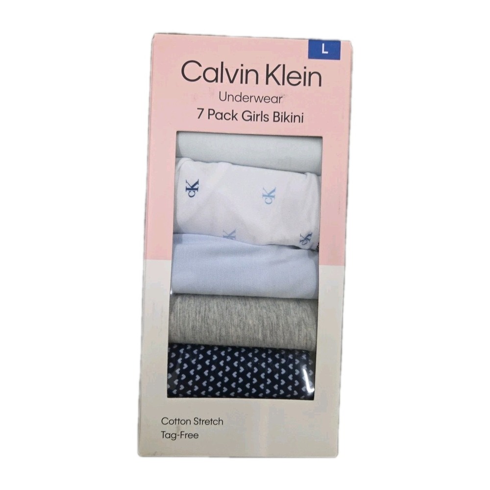 Calvin Klein Girls' Bikini Underwear Cotton Stretch Tag-Free, 7-pack,‎ Size *XL*